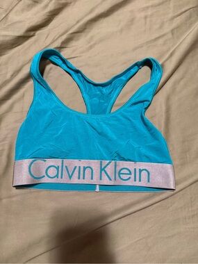 Calvin Klein Turquoise Racerback Sports Bra with Metallic Band